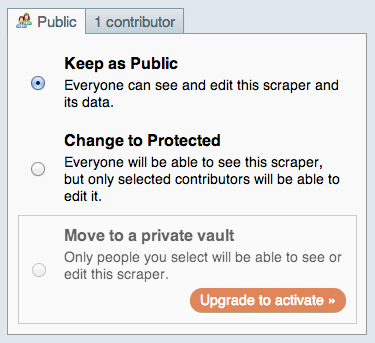 ScraperWiki Classic privacy settings