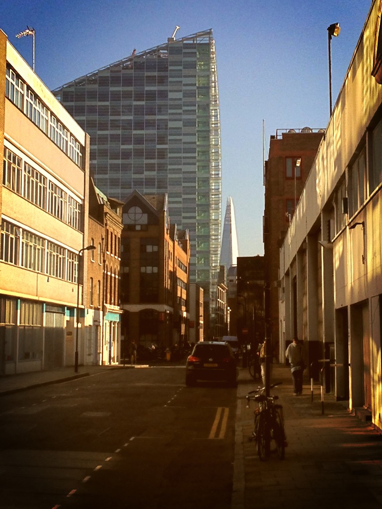 view of the Shard from Shoreditch