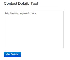 User interface of the Contact Details Tool